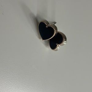 Black and gold heart earrings
